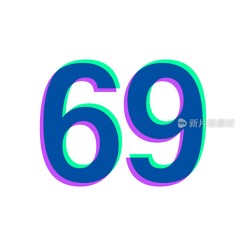 69 - 69号。图标与两种颜色叠加在白色背景上